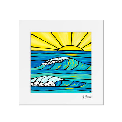 cheerful hawaii seascape art print "lucky sunrise" by Kauai surf artist heather brown