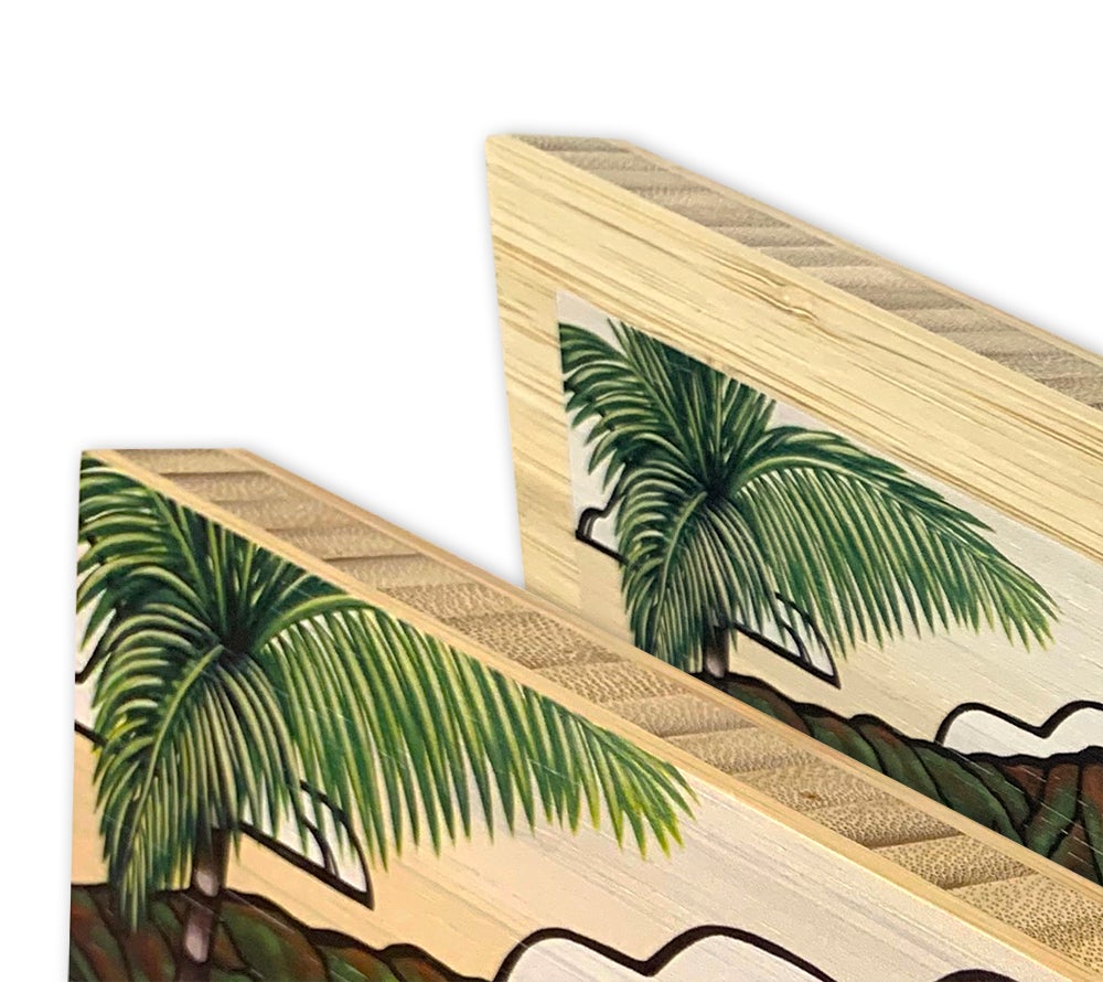 Heather Brown Bamboo Wood Print Edge Detail
