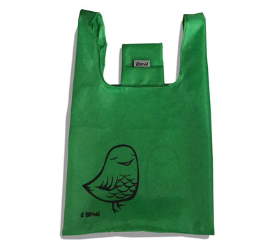 "Bird" reusable and collapsible folding grocery bag by Heather Brown Art