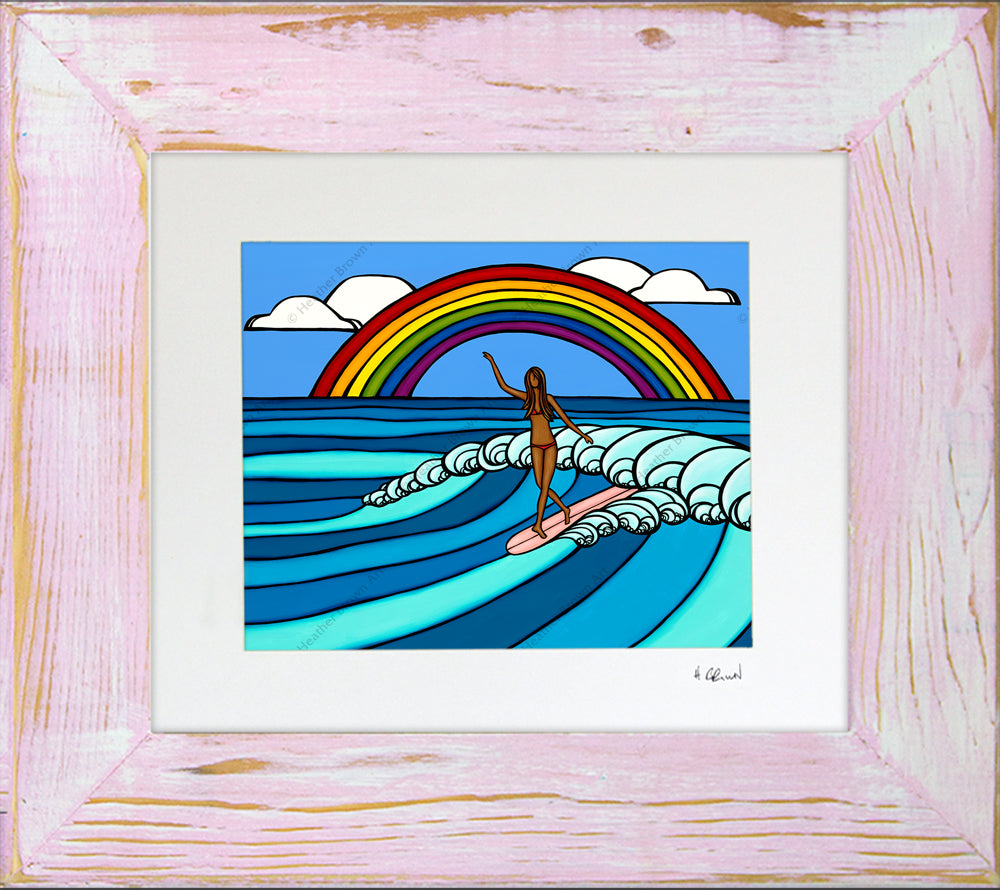 Rainbow Surf - Framed Matted Print by Heather Brown