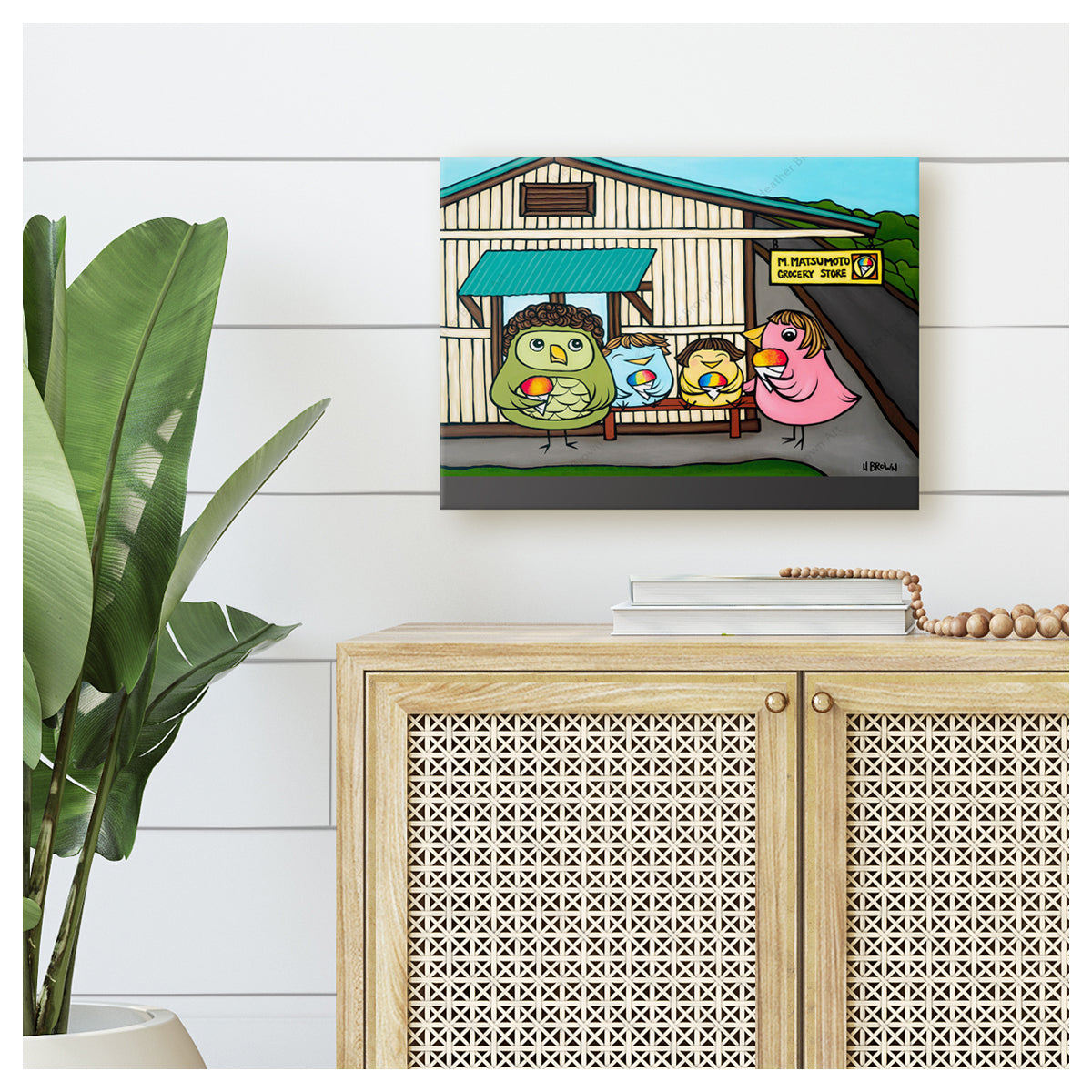 Happiness in Masumoto's Canvas Giclée by Hawaii surf artist Heather Brown mockup