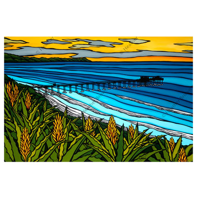 La Jolla Sunset by Hawaii Surf Artist Heather Brown Canvas Giclée