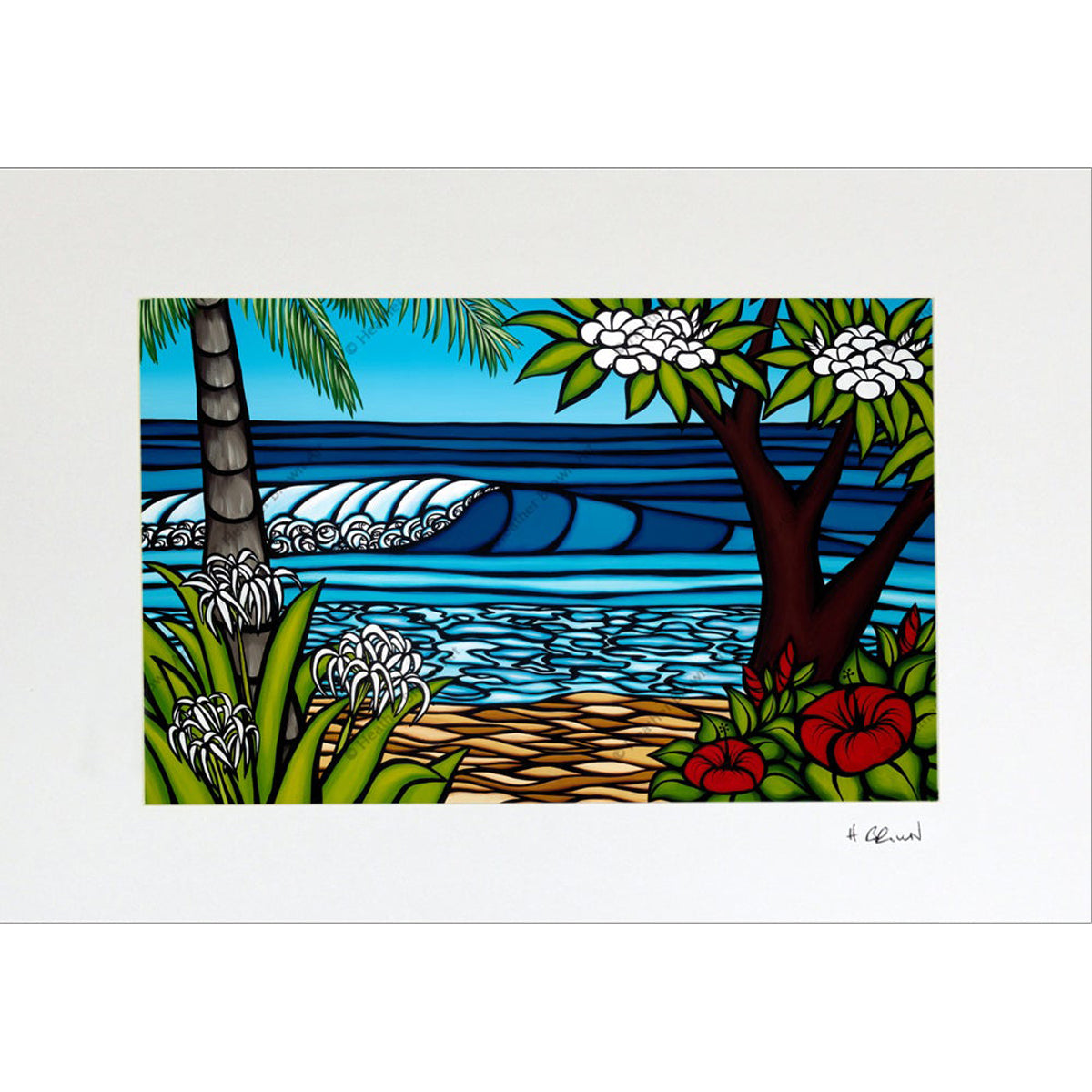 Pipe Dreams - Matted Print on Paper (Mat Only) by Hawaii surf artist Heather Brown