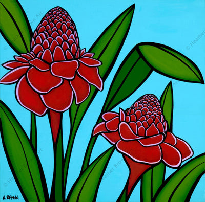 Painting of Torch Ginger Flowers by Hawaii artist Heather Brown is part two of the "Hawaiian Botanicals" series.