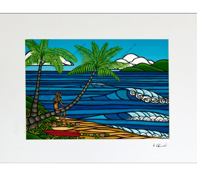 Wahine He'e Nalu - Matted Print on Paper (Mat Only) by Hawaii surf artist Heather Brown