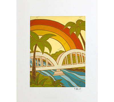 Rainbow Bridge Matted Print by Heather Brown