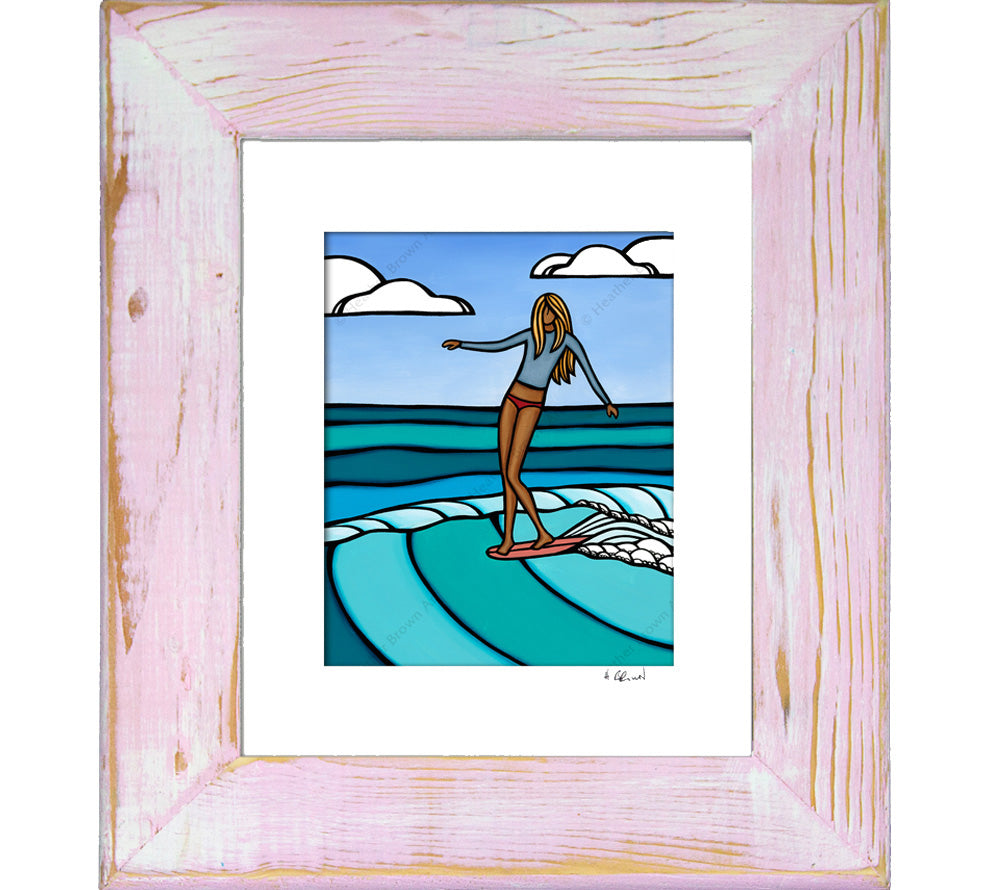 Summer Surf Girl - Framed Matted Print by Heather Brown