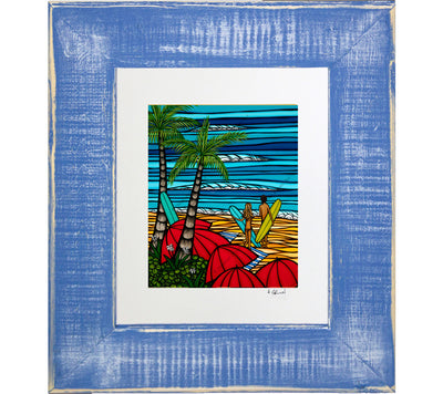 Framed and matted print of Fun in the Sun by Hawaii artist Heather Brown