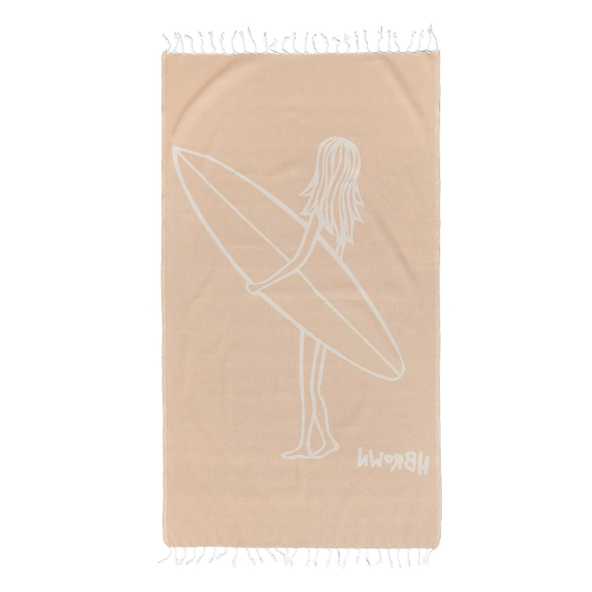 heather brown surfer girl towel back