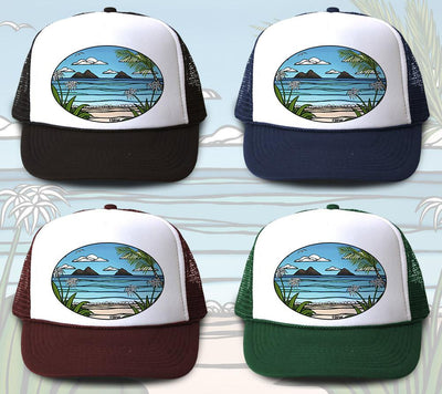 "Kailua Weekend" Trucker Hat is available in four hat colors