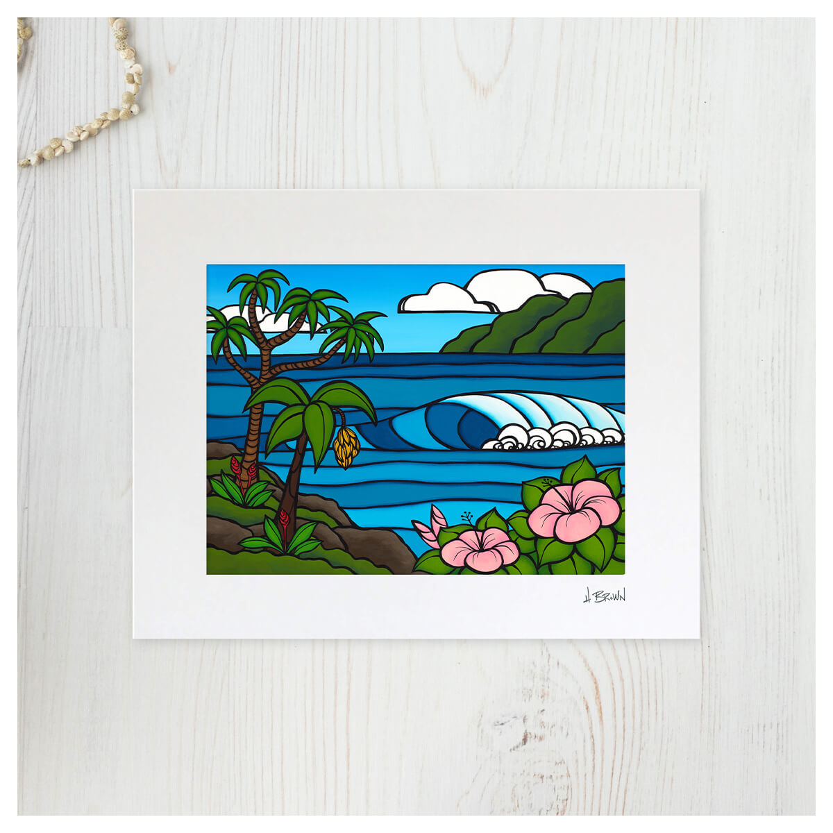Lazy Hibiscus - Matted Paper Print - Heather Brown Art