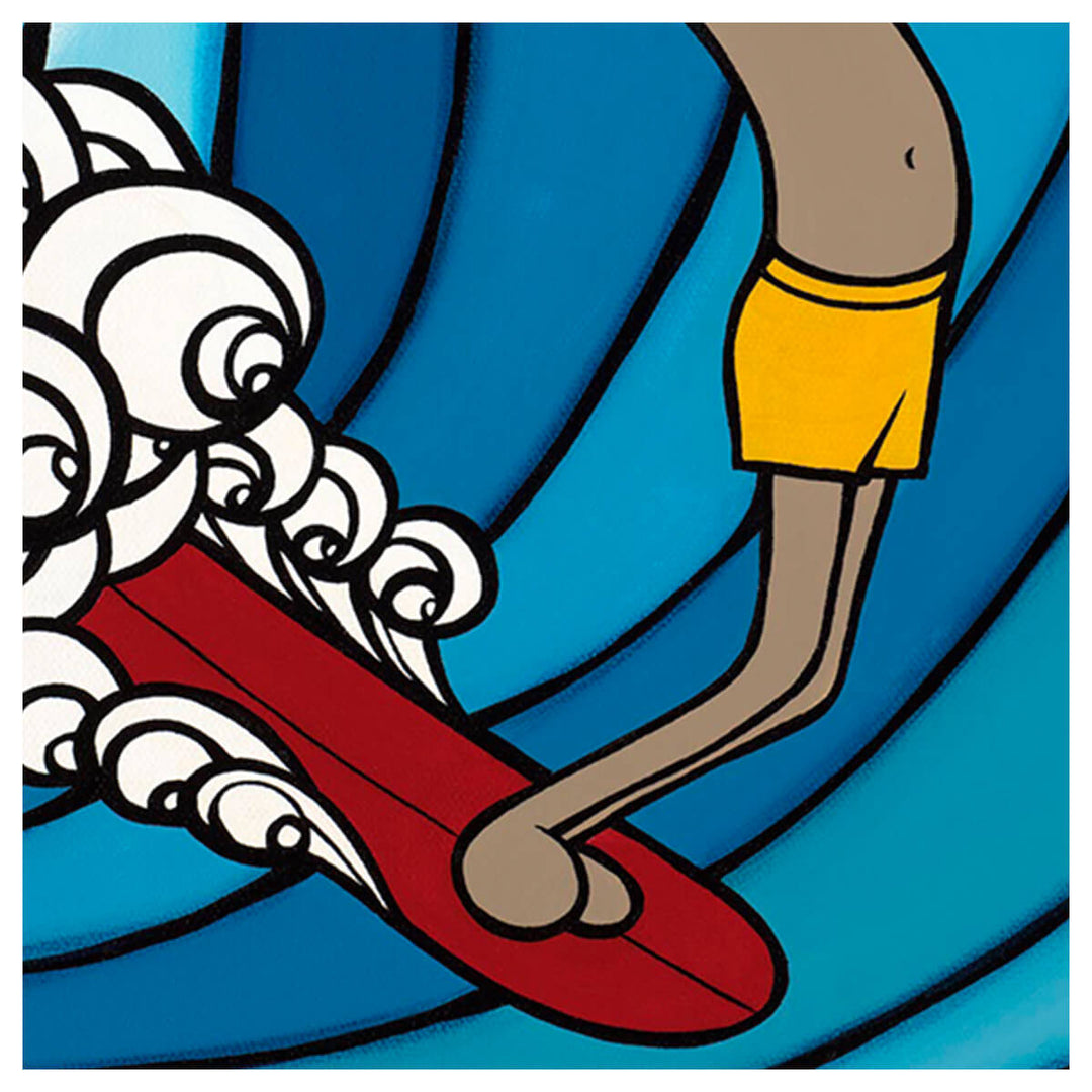 Kids canvas art print by Hawaii artist Heather Brown - surfing bunny detail 2