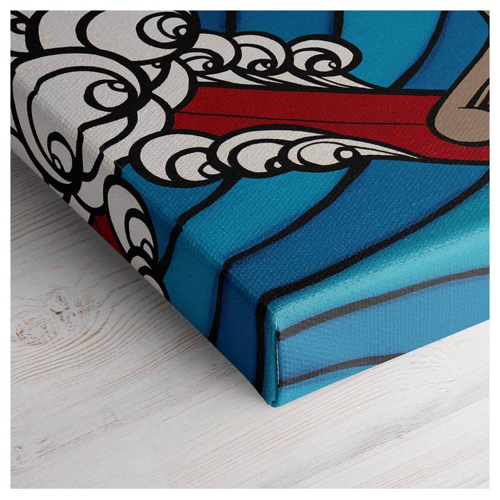 Heather Brown tropical surfing bunny canvas art print - gallery wrap detail