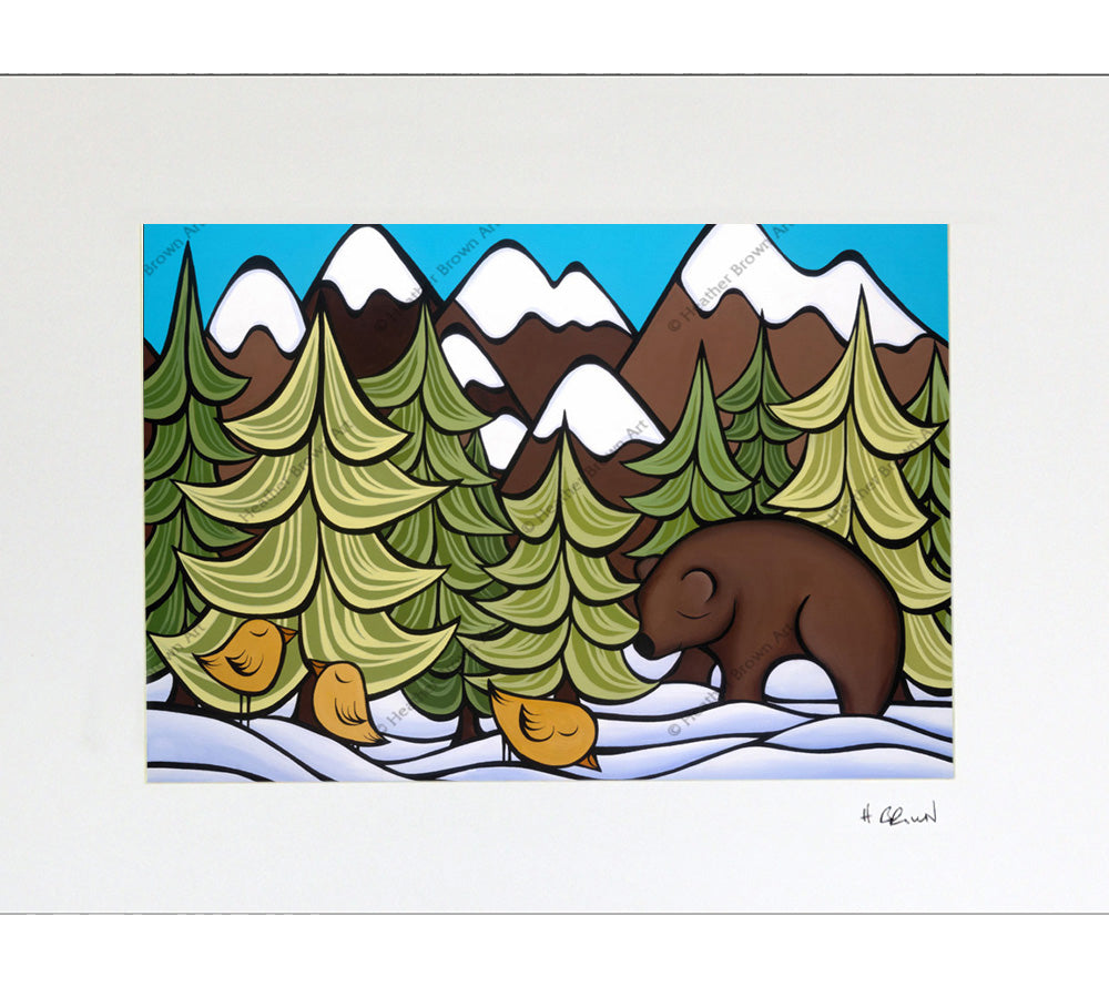 Mountain Bear - Matted Print on Paper (Mat Only) by Heather Brown