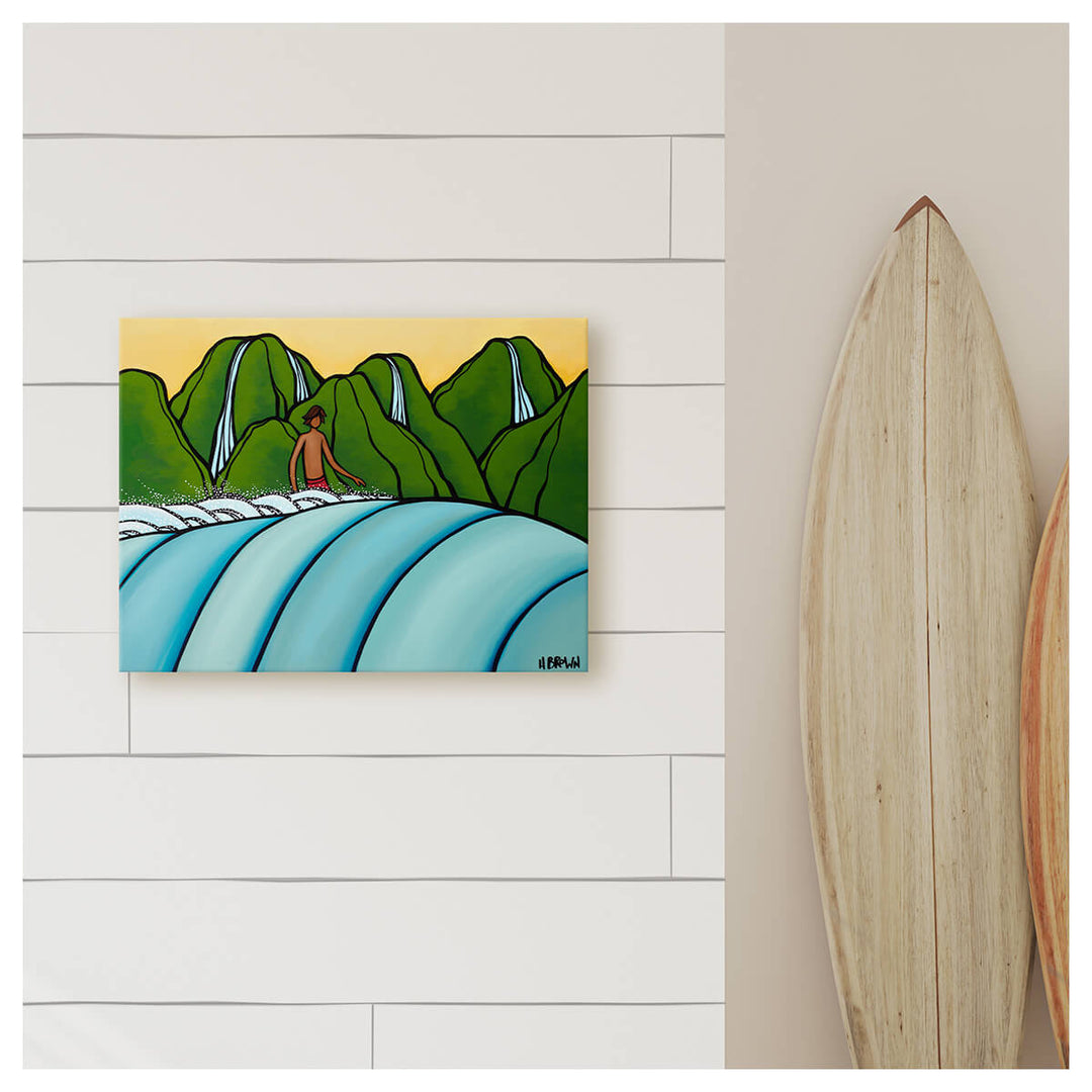 Pinetrees Kauai limited edition surf art canvas print mockup