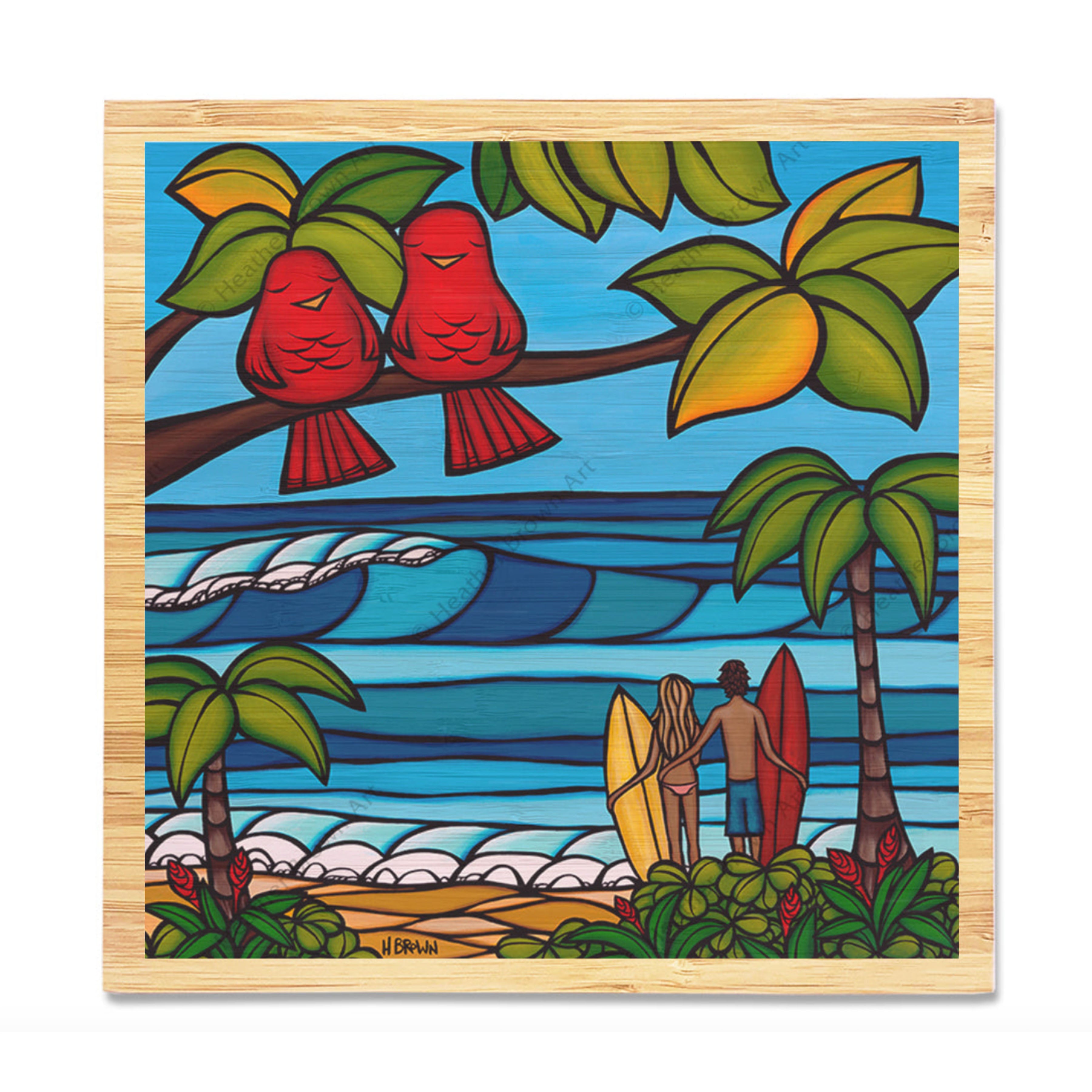 ヘザーブラウン　ウッドパネルプリント　サイン入り ハワイバンブー ＆ ウッドのパネルアートプリント - Heather Brown
