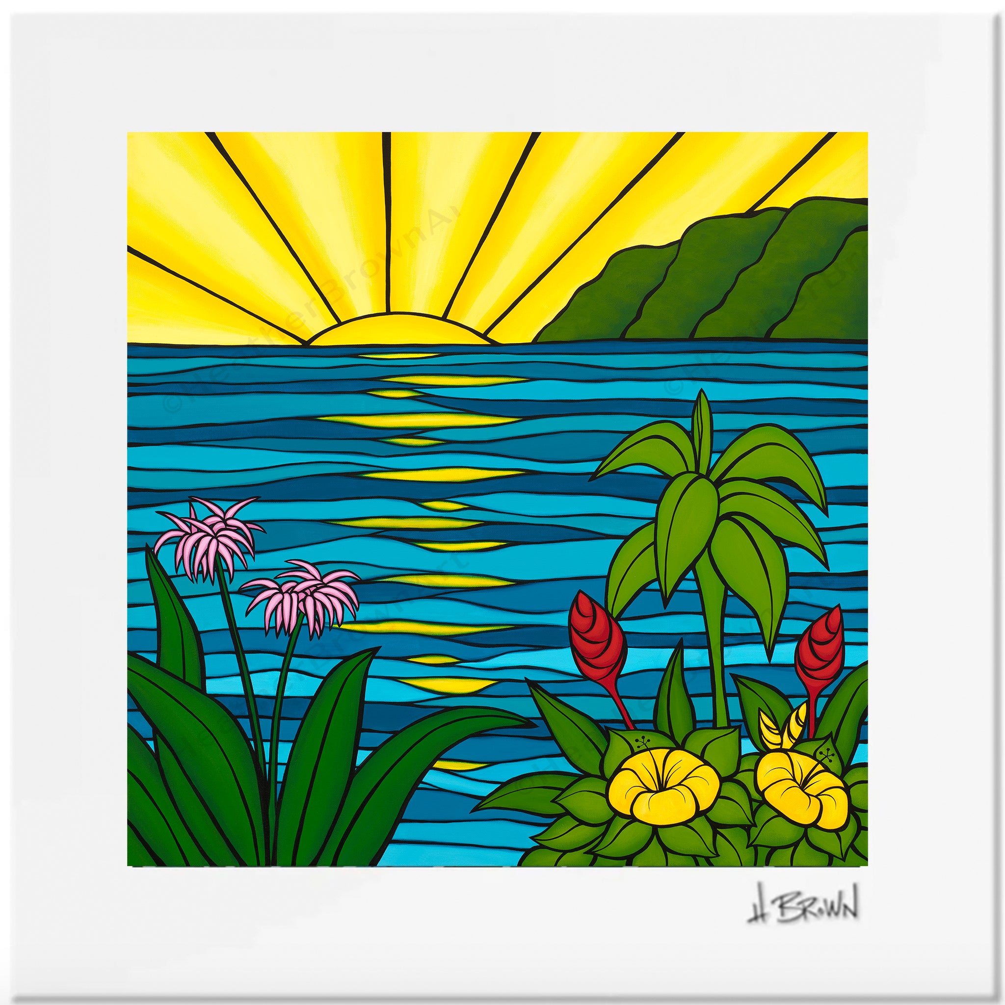 Island Sunset by Heather Brown Matted Print – Heather Brown Art