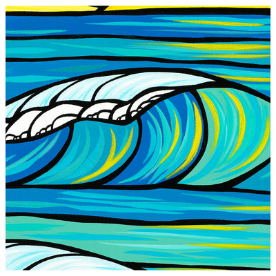 cheerful tropical seascape canvas print of a hawaiian sunrise by surf artist heather brown - wave detail