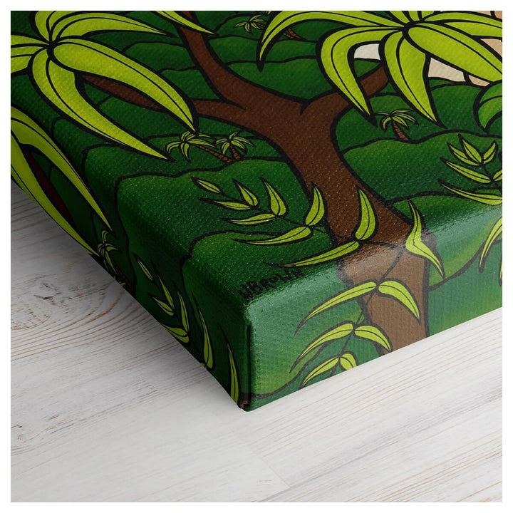 Tropical hawaiian seascape canvas art outer island paradise by surf artist Heather Brown - canvas edge detail