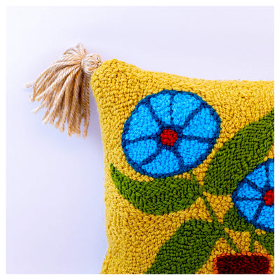 Hawaii surf artist Heather Brown's handcrafted throw pillow, 70's Child #8 close-up detail