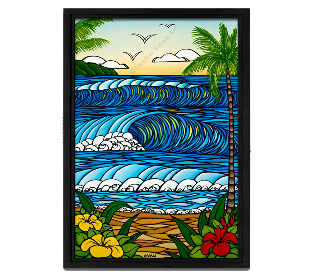 Classic Black Frame - A Day in Paradise by surf artist Heather Brown