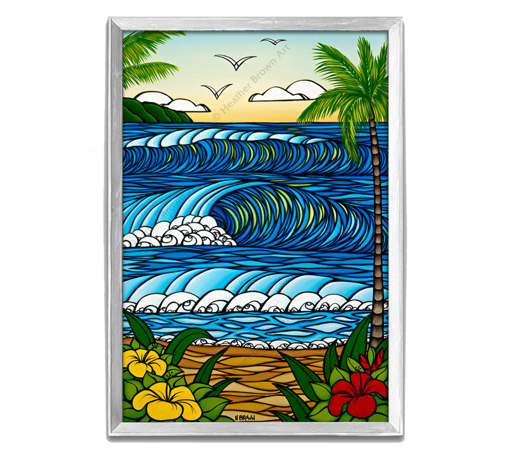 Classic White Frame - A Day in Paradise by surf artist Heather Brown