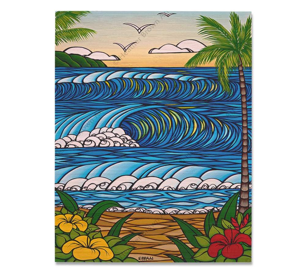 A Day in Paradise - Bamboo wood print of a beautiful view from a Hawaiian Beach by tropical artist Heather Brown