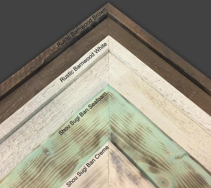 Rustic Barnwood and Shou Sugi Ban Frame Options