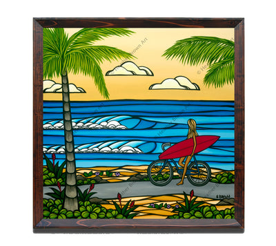 Dark Walnut Frame - Limited Edition “Beach Cruise” Giclée print on canvas by Heather Brown