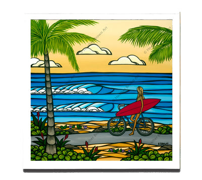 Classic White Frame - Limited Edition “Beach Cruise” Giclée print on canvas by Heather Brown
