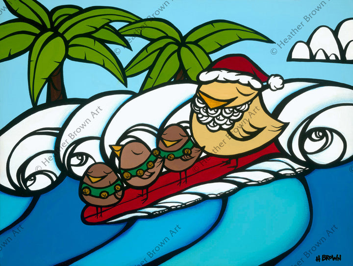 Christmas Surf Greeting Card by Heather Brown - The perfect way to send your love to family and friends this holiday season!