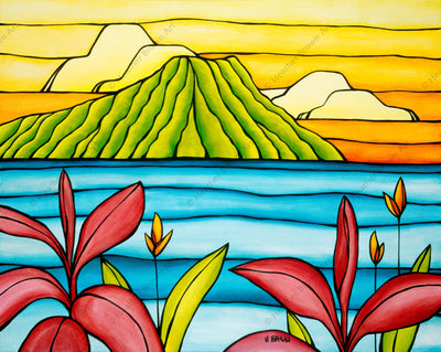 Daydreams of Diamond Head - Painting of Diamnond Head Crater on the South Shore of O'ahu by Heather Brown