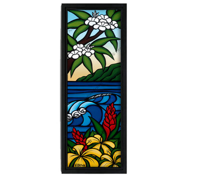 Classic Black Frame - Painting of a tropical island paradise by Heather Brown