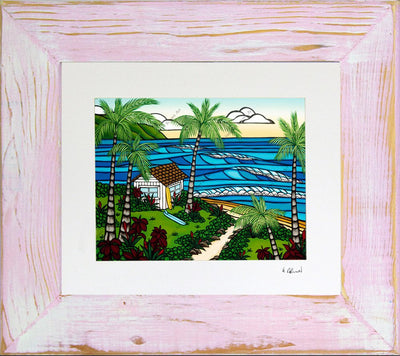 Framed and matted print of Hawai'i Hale by Heather Brown