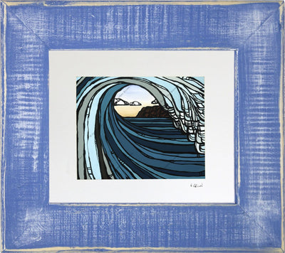 Framed and matted print of Barrel View, painted by Hawaii artist Heather Brown