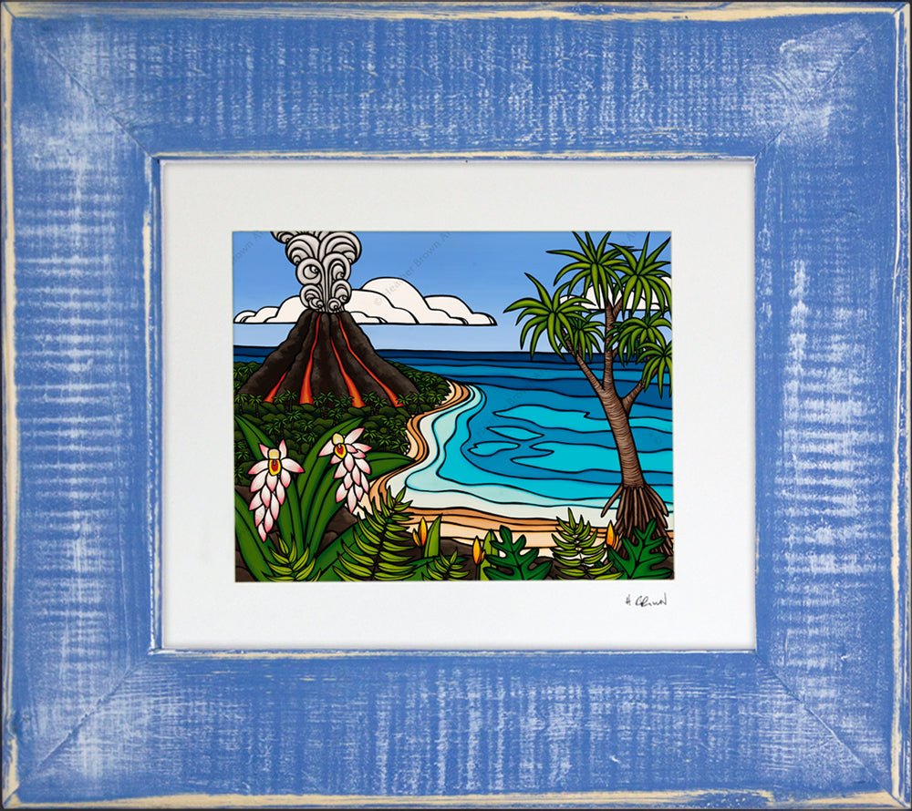 Island Volcano - Framed Matted Print by Heather Brown