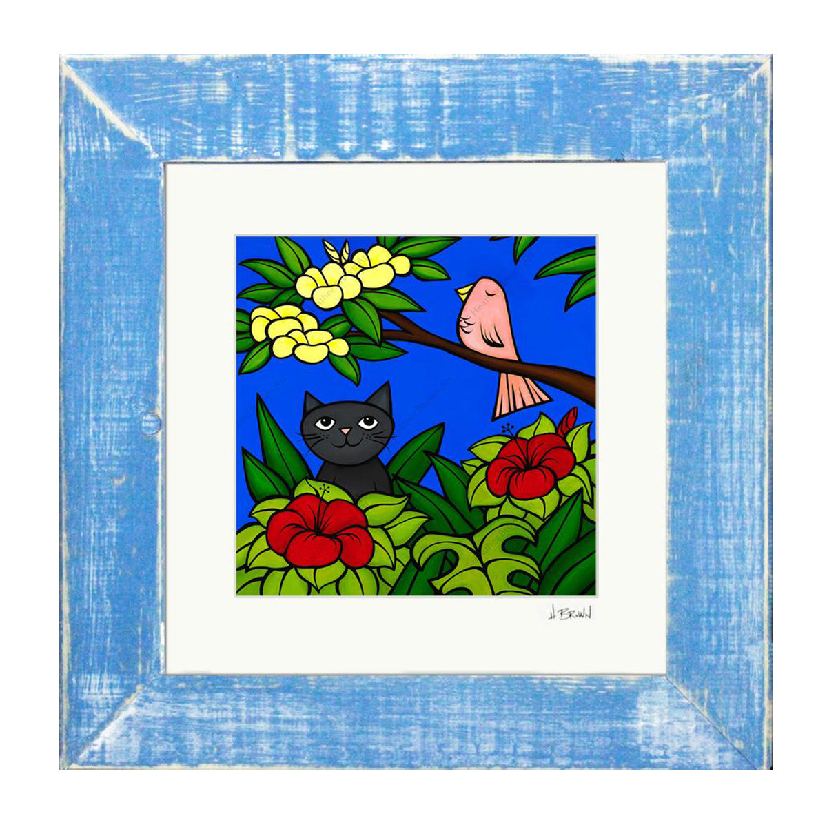Jungle Kitty - Framed Matted Print by Heather Brown
