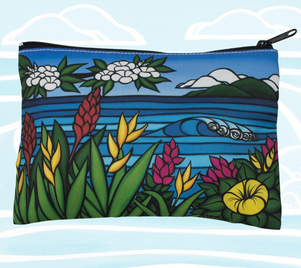 Unique Flower Cosmetic Case and Clutch by Hawaii artist Heather Brown