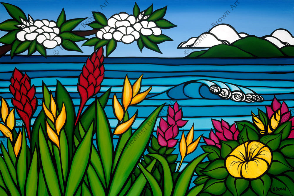 Hawaii Art by Surf Artist Heather Brown Featuring Tropical Plants and Flowers of Oahu