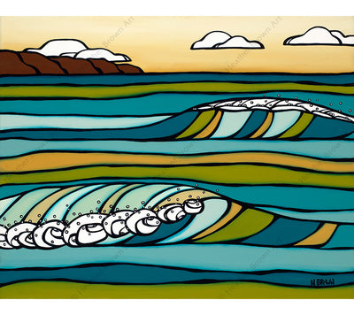 Green in the Sea - Tropical Painting from Heather Brown Art of serene green tinted waves crashing towards the shore.