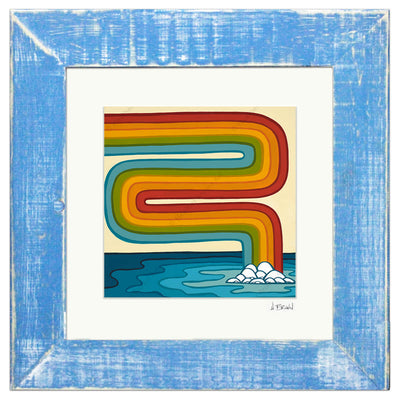 Heather Brown Wandering Rainbow Matted Print Classic Blue Frame