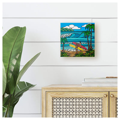 A Day in the Life mini canvas giclée print by Hawaii surf artist Heather Brown
