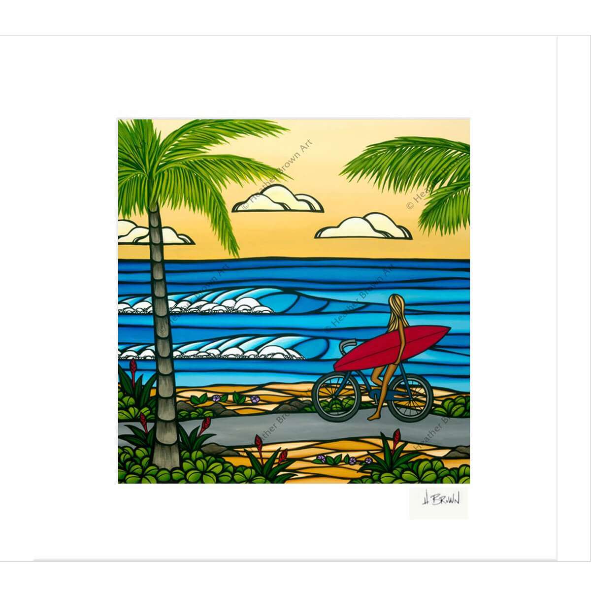 Beach Cruise Matted Print by Heather Brown