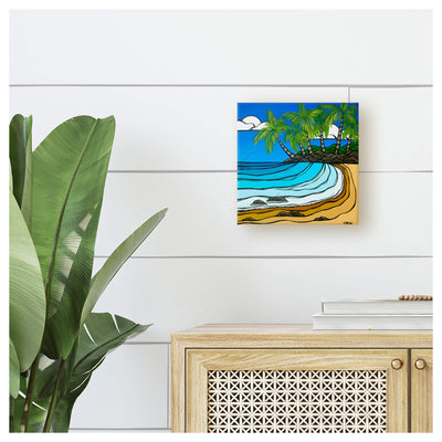 Calm Waters mini canvas giclée print by Hawaii surf artist Heather Brown 