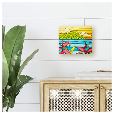 Daydreams of Diamond Head mini canvas giclée by Hawaii surf artist Heather Brown