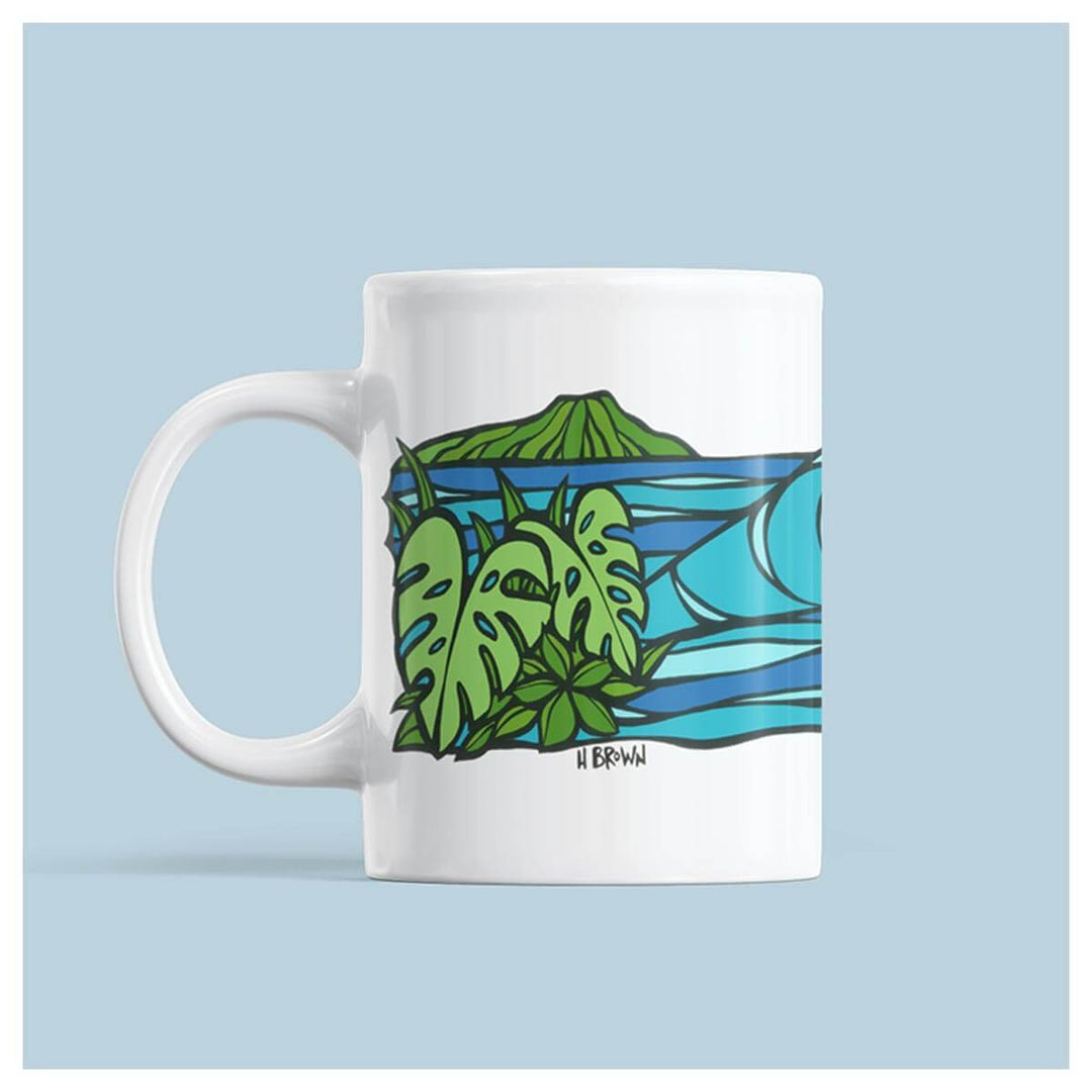 Diamond Head Waves Mug by Hawaii surf artist Heather Brown