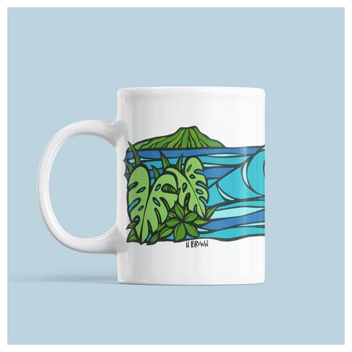 Diamond Head Waves Mug by Hawaii surf artist Heather Brown