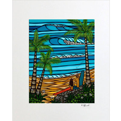 Matted print of Enjoying the View by surf artist Heather Brown