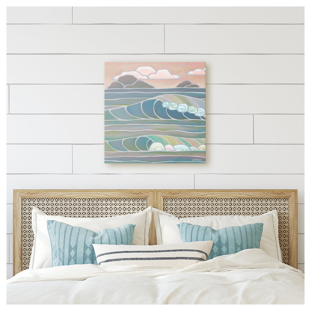 Fruit Stripe Twilight Canvas Giclée Print by Hawaii surf artist Heather Brown