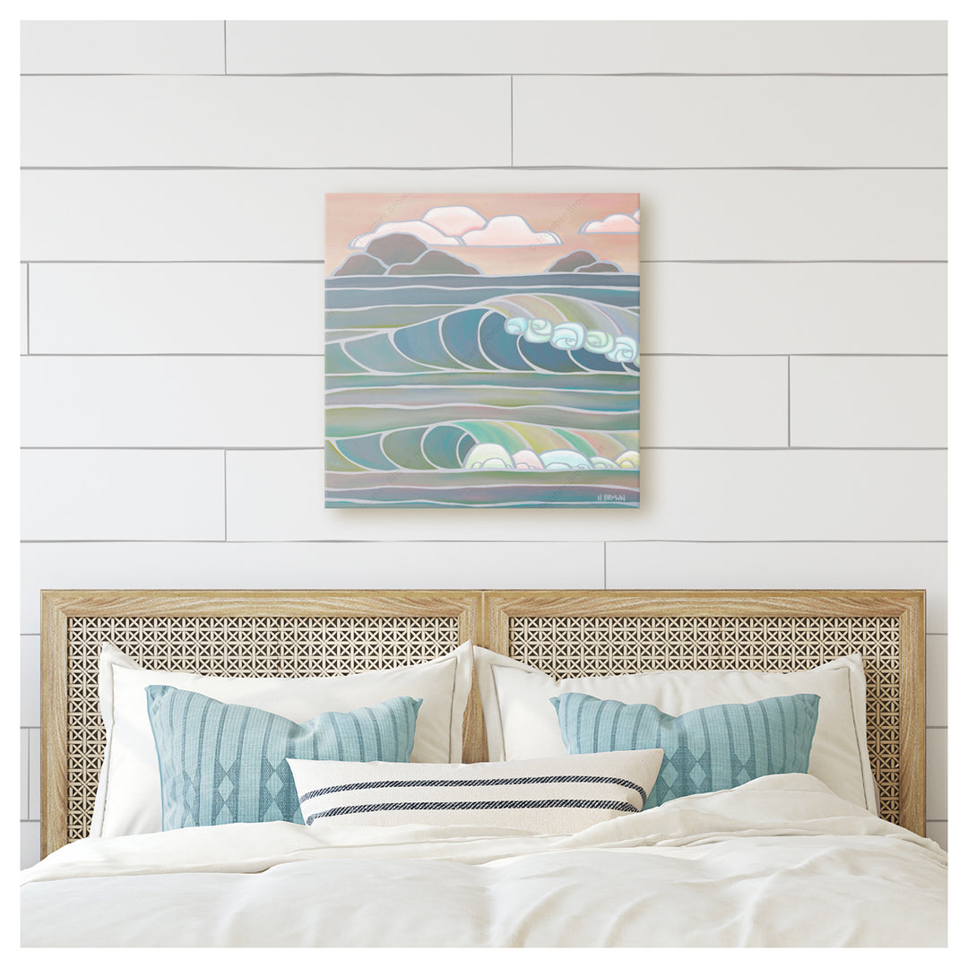 Fruit Stripe Twilight Canvas Giclée Print by Hawaii surf artist Heather Brown